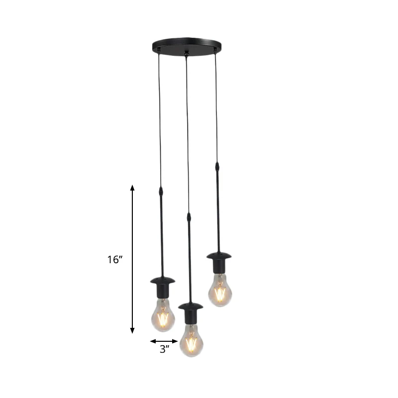 Ijzer Blootgestelde Lamp Gordijnen Plafondlamp Loft 5/10 Heads Bistro Multi- Light Hanglamp Zwart, Ronde/Lineaire Luifel |...