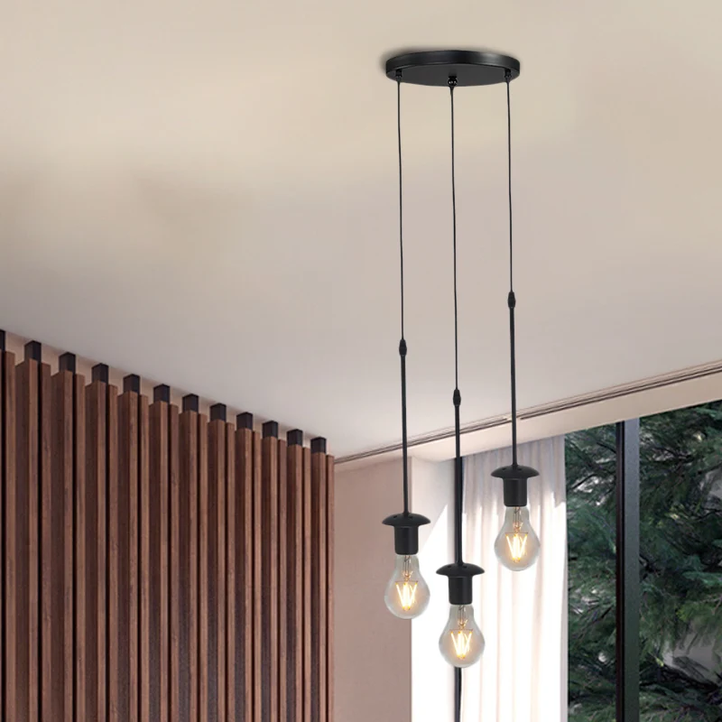 Ijzer Blootgestelde Lamp Gordijnen Plafondlamp Loft 5/10 Heads Bistro Multi- Light Hanglamp Zwart, Ronde/Lineaire Luifel |...