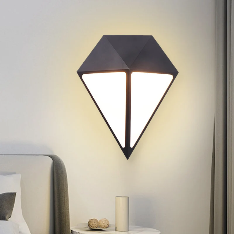 Modernistische Diamond Sconce Light Armatuur Metallic LED Trap Wandmontage Lamp Zwart, Wit/Warm/Natuurlijk Helder | Snel L...
