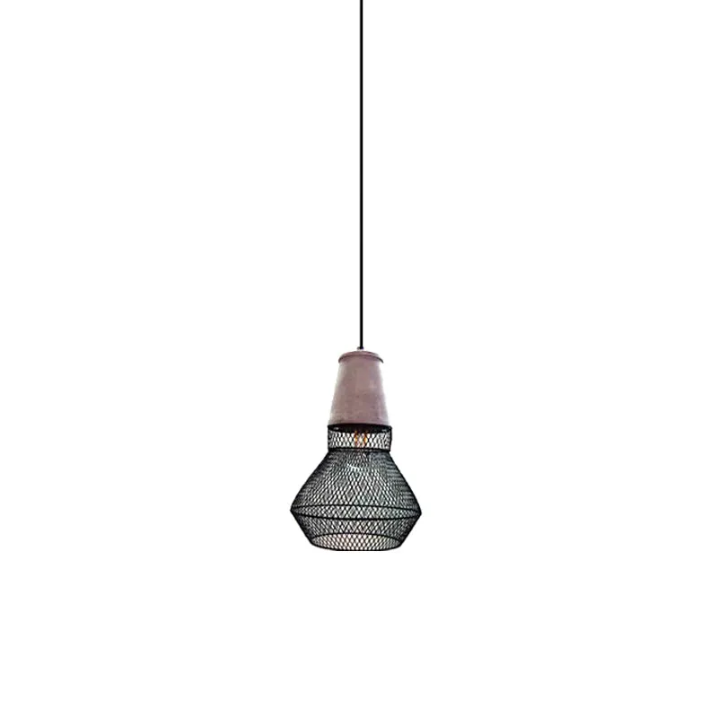 Premium Kwaliteit Cone hanglamp eigentijds steen 1-lichts hangende plafondlamp voor restaurant met zwart/rode draadkooikap