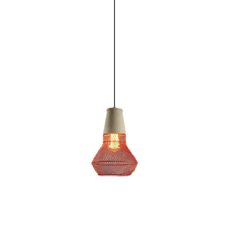 Premium Kwaliteit Cone hanglamp eigentijds steen 1-lichts hangende plafondlamp voor restaurant met zwart/rode draadkooikap