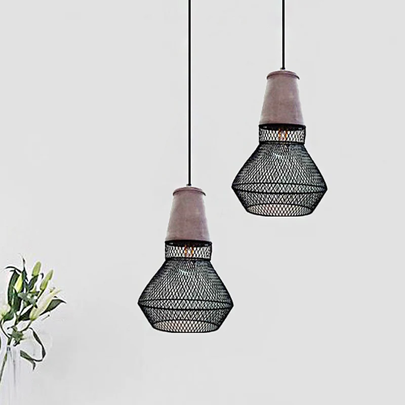 Premium Kwaliteit Cone hanglamp eigentijds steen 1-lichts hangende plafondlamp voor restaurant met zwart/rode draadkooikap
