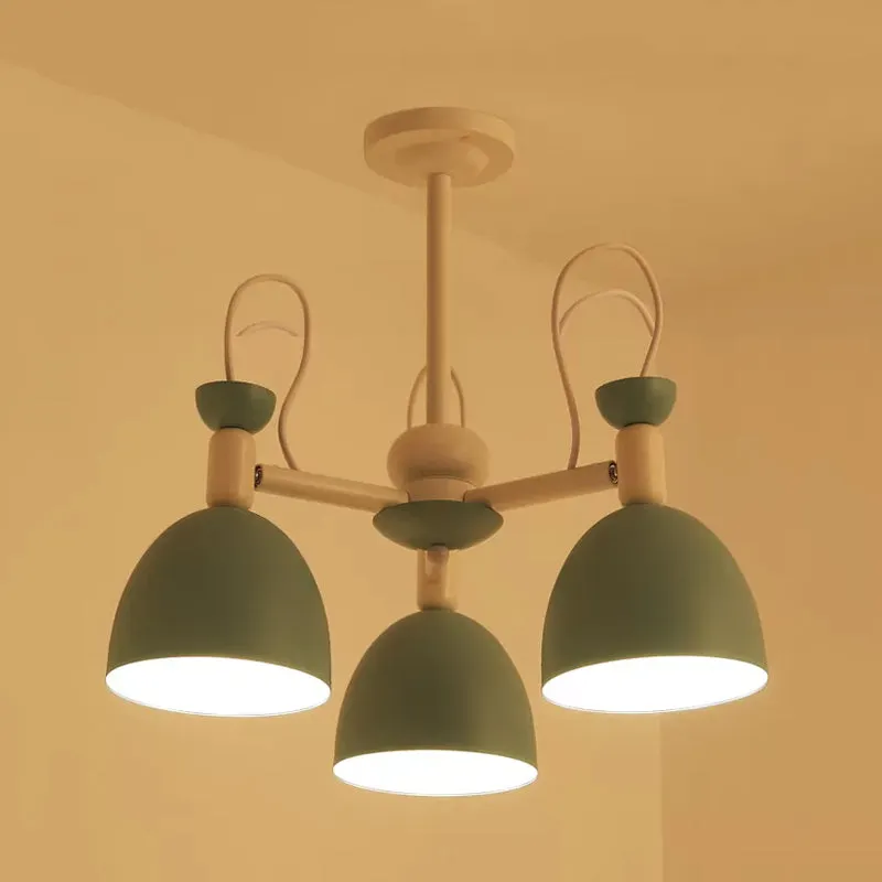 Premium Kwaliteit Inverted Goblet Dinette Chandelier Ijzer 3/6 Heads Macaron Ceiling Suspension Lamp Blue and White Blue
