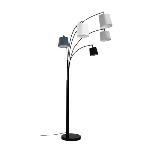 Sfeerlamp met 5 lampen kappen VARIETA van metaal en stof - H 234 cm | Snel Leverbaar