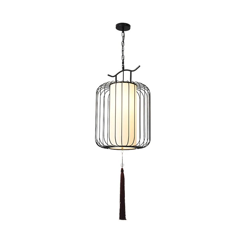 White/Red Lantern Pendant Lighting Fixture Tijdloos Fabric 10"/12"/14" Wide 1 Light Tea Room Suspension Lamp White
