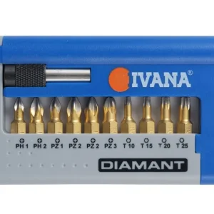 Ivana diamant bitset 11-delig - PH/PZ/Torx - inclusief cassette