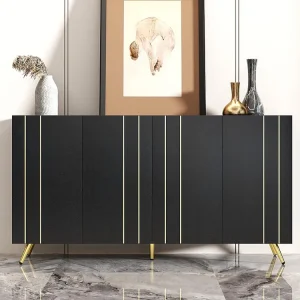 Modern dressoir - 4 deuren met verstelbare planken - Zwart