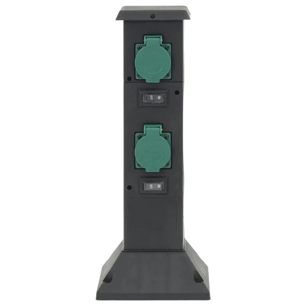 Professionele Kwaliteit Tuinstopcontact kolom 4-wegs 16x16x39,5 cm zwart en groen