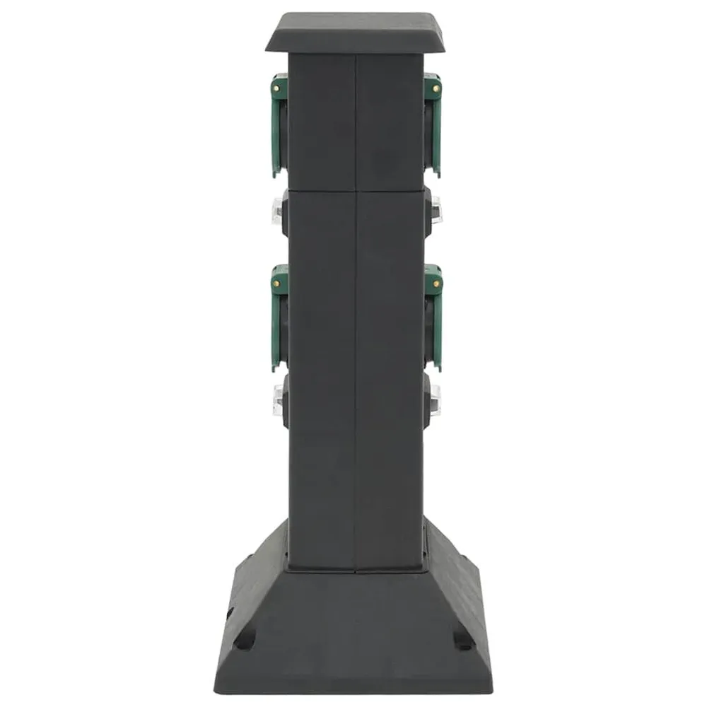 Professionele Kwaliteit Tuinstopcontact kolom 4-wegs 16x16x39,5 cm zwart en groen