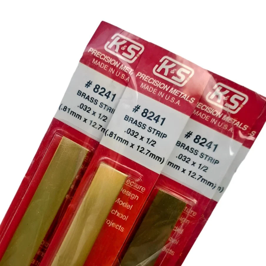 .032 x 1/2 Geel koper Strips, 10 Pieces