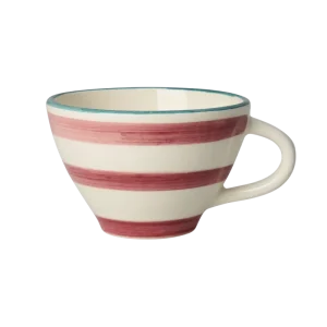 Ceramic Tea Cup - Blush - Hand-painted Stripes Heavy Duty