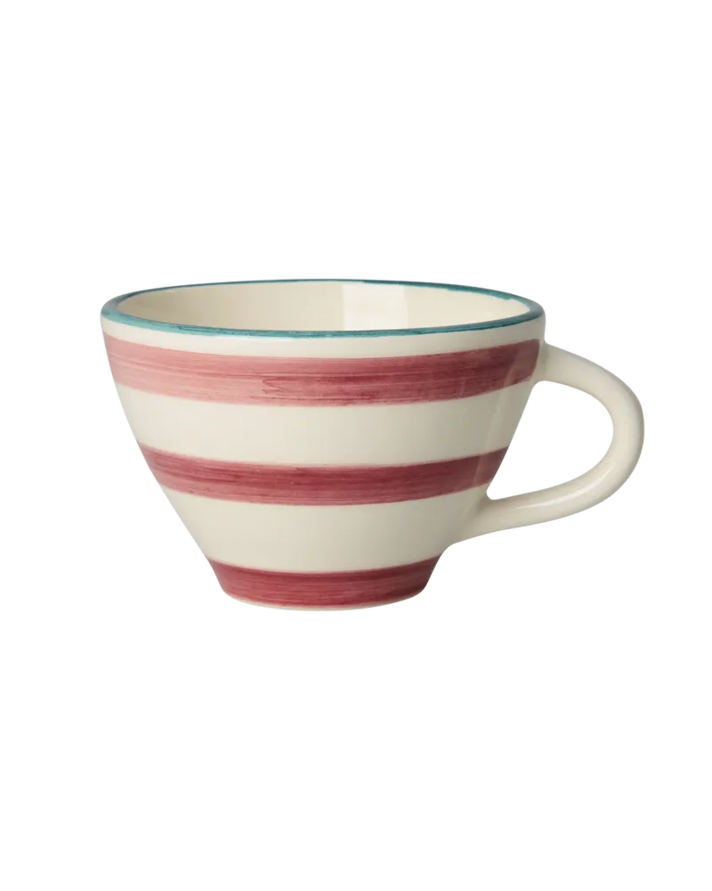 Ceramic Tea Cup - Blush - Hand-painted Stripes Heavy Duty