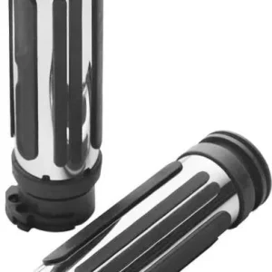 Industrieel Zwaar Ribbed Rubber Grips Black Metaalglans 1" Cable operated Harley-Davidson