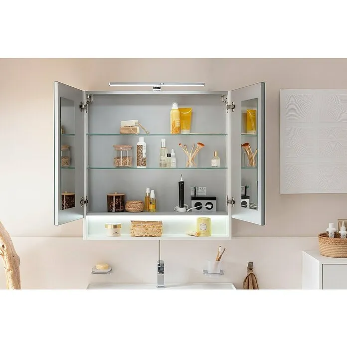 Camargue Curve Led-spiegelkast - b x h: 80 x 79,8 cm, Spaanplaat
