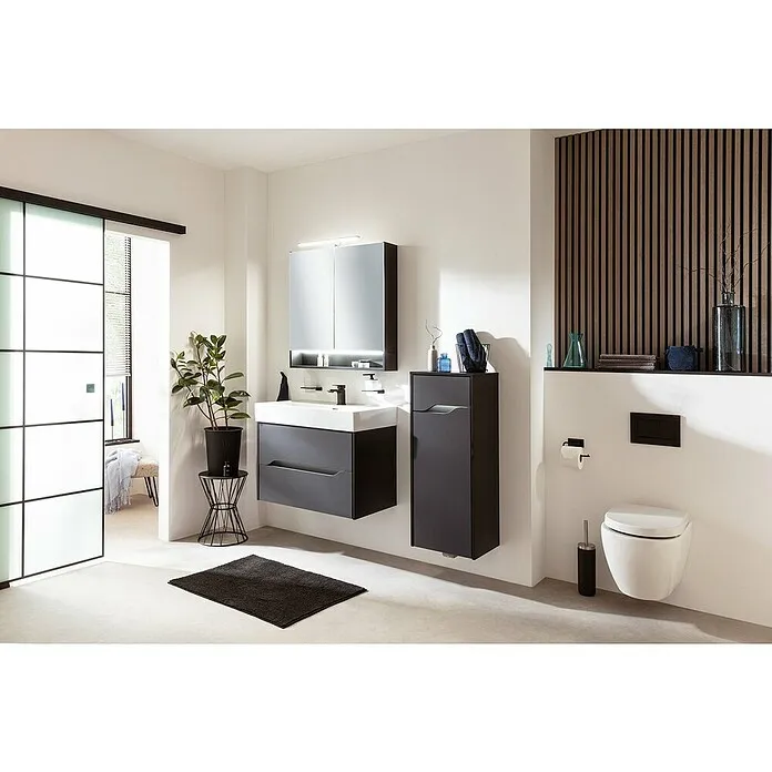 Camargue Curve Led-spiegelkast - b x h: 80 x 79,8 cm, Spaanplaat