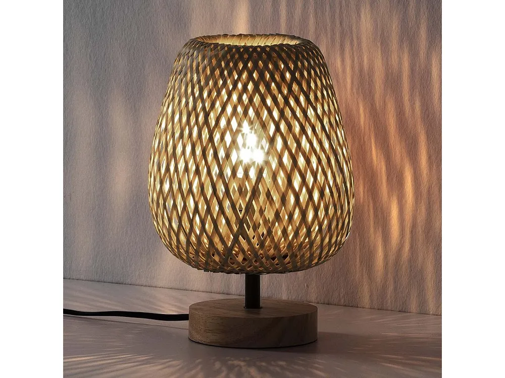 Energiezuinige LED Bedlamp Seiren van Bamboe, diameter 25 cm