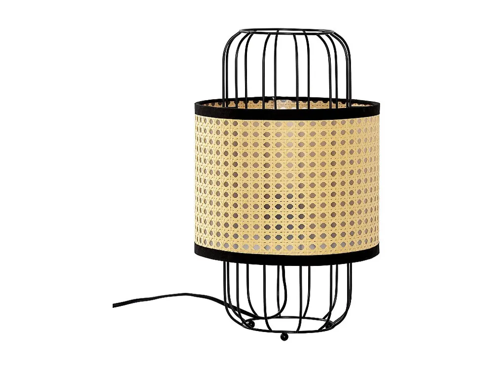 Gecertificeerd IP44 Nachtkastlamp Nozomi van synthetisch rotan, diameter 38 cm.
