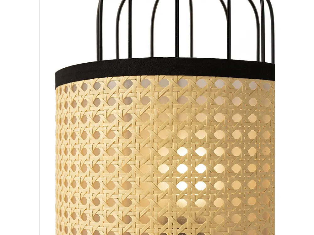Gecertificeerd IP44 Nachtkastlamp Nozomi van synthetisch rotan, diameter 38 cm.