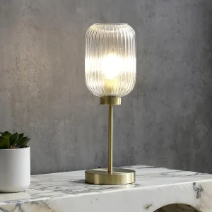 Lamp om te positioneren van metaal en glas - D14 x H43,5 cm - Goudkleurig - LOUXOR - Incl. Garantie
