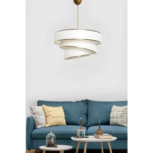 Premium Kwaliteit Hanglamp van stof en metaal - D. 40 x H. 72 cm - Crème en goudkleurig - TAIRON - Koop nu