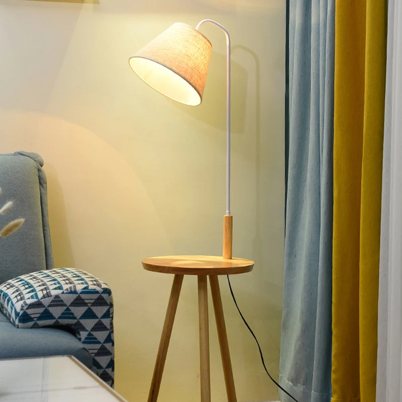 Premium Kwaliteit Taps toelopende staande lamp voor de woonkamer, Scandinavische vloerverlichting met één lamp en houten d...