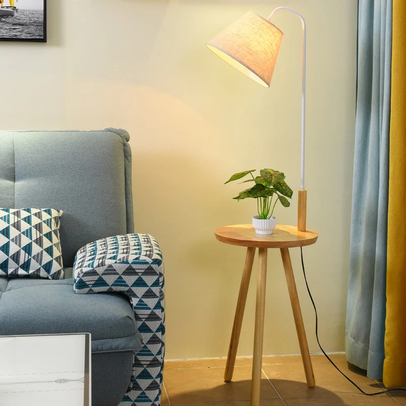 Premium Kwaliteit Taps toelopende staande lamp voor de woonkamer, Scandinavische vloerverlichting met één lamp en houten d...