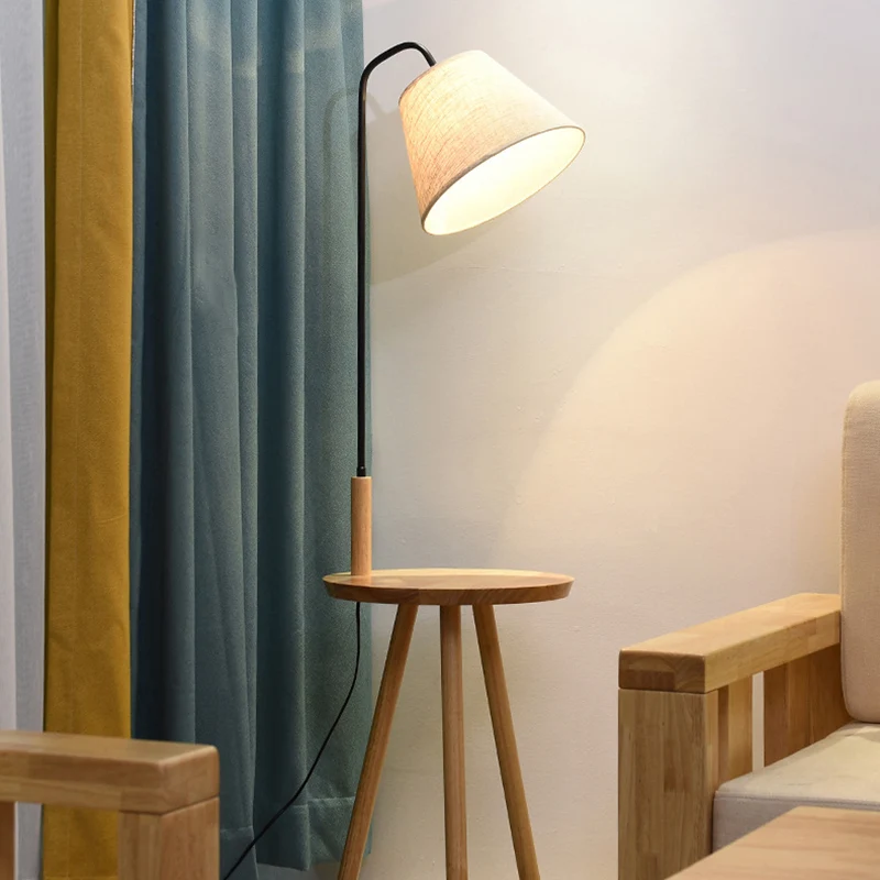 Premium Kwaliteit Taps toelopende staande lamp voor de woonkamer, Scandinavische vloerverlichting met één lamp en houten d...