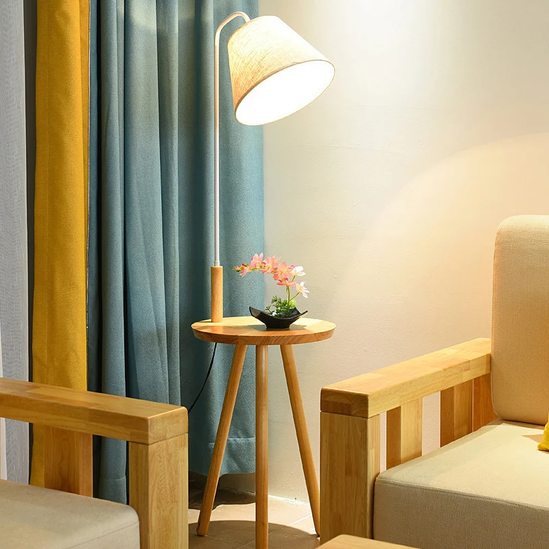 Premium Kwaliteit Taps toelopende staande lamp voor de woonkamer, Scandinavische vloerverlichting met één lamp en houten d...