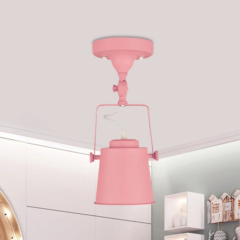 Vintage Loft Taps toelopende semi-inbouw hanglamp 1 kop Draaibare metalen plafondlamp grijs/rood/roze voor slaapkamer - In...