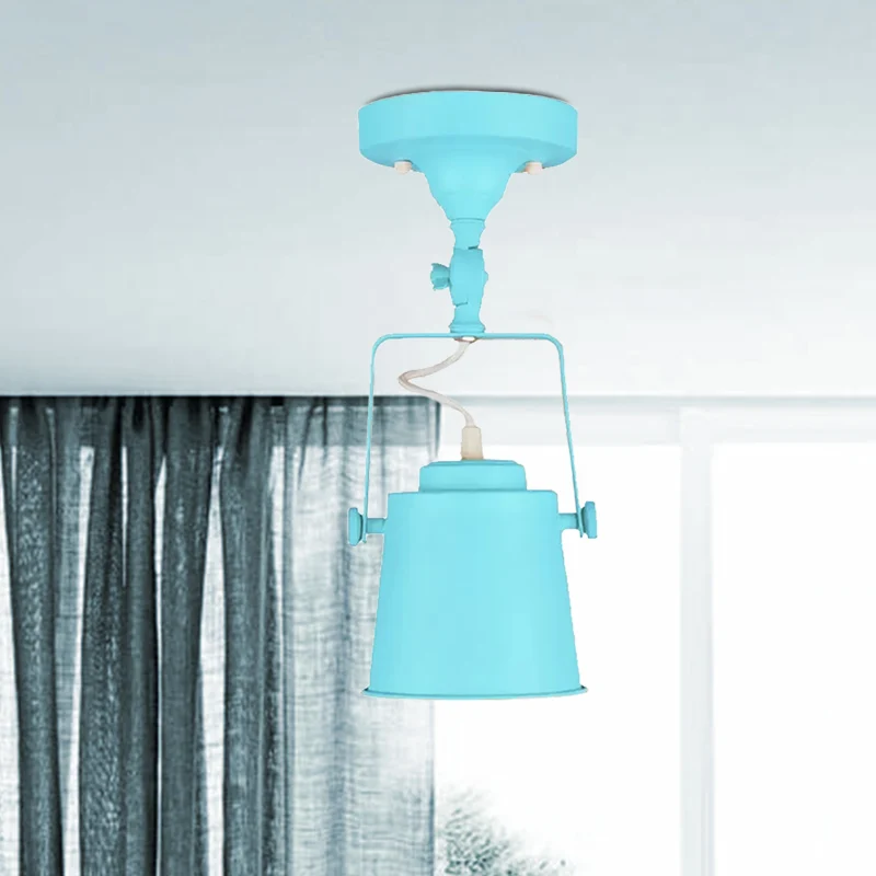 Vintage Loft Taps toelopende semi-inbouw hanglamp 1 kop Draaibare metalen plafondlamp grijs/rood/roze voor slaapkamer - In...