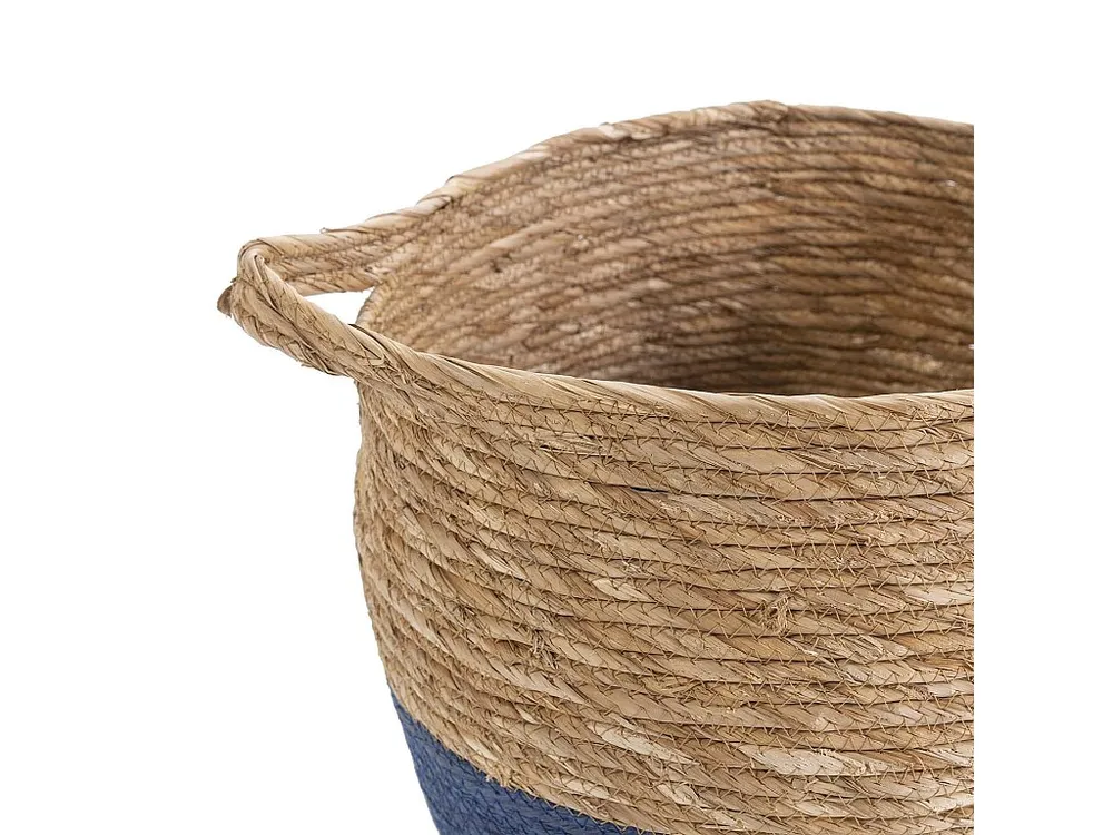 Set van 3 Anxo manden van natuurlijke vezels met handvatten, blauw/natuurlijk