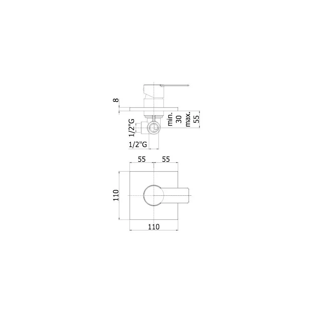 Shower mixer without diverter plate Paffoni Tango series - Metaalglans