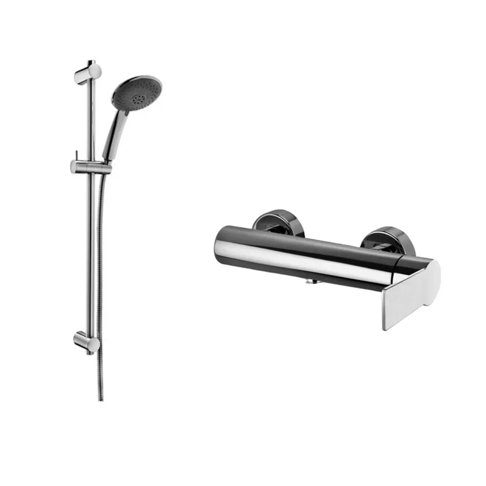 Sliding set rod model Prestige and shower mixer without hand shower Tango series Paffoni