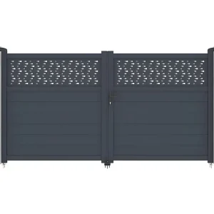 Draaipoort van aluminium met motieven - Halfopengewerkt - L. 305 x H. 166 cm - Koop nu