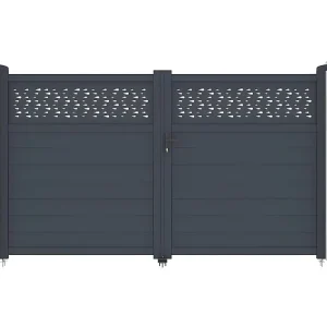 Draaipoort van aluminium met motieven - Halfopengewerkt - L. 305 x H. 182 cm - Koop nu