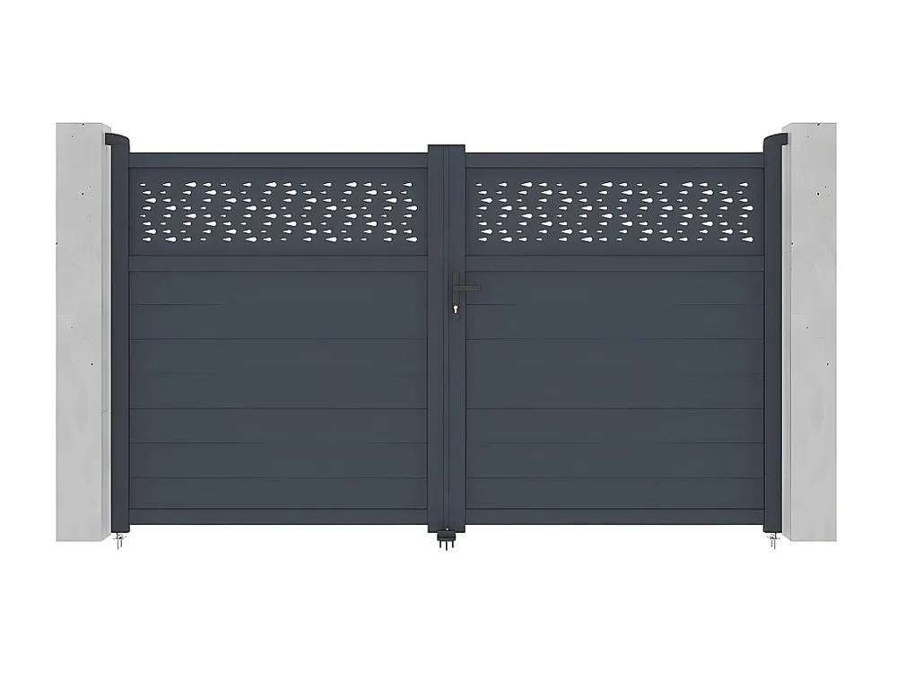 Draaipoort van aluminium met motieven - Halfopengewerkt - L. 305 x H. 182 cm - Koop nu
