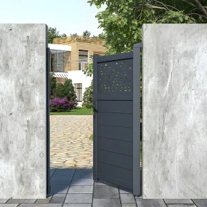 Draaipoort van aluminium met motieven - Halfopengewerkt - L. 103 x H. 166 cm - Koop nu