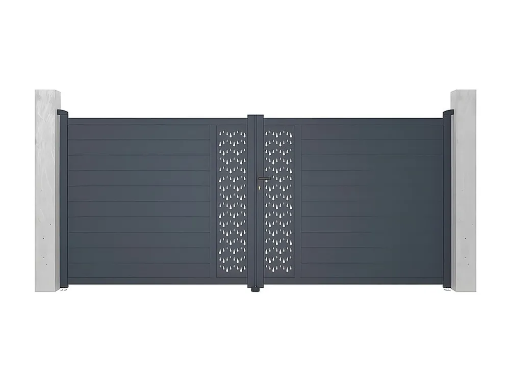 Draaipoort van aluminium met motieven - Halfopengewerkt - L. 397 x H. 181 cm - Koop nu