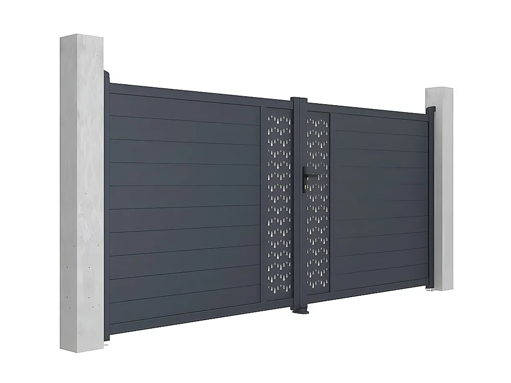 Draaipoort van aluminium met motieven - Halfopengewerkt - L. 397 x H. 181 cm - Koop nu