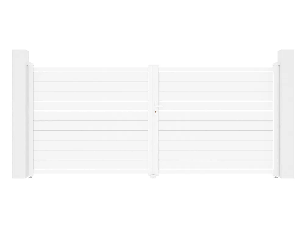 Elektrische draaipoort van aluminium L397 x H181 cm wit - NAZARIO