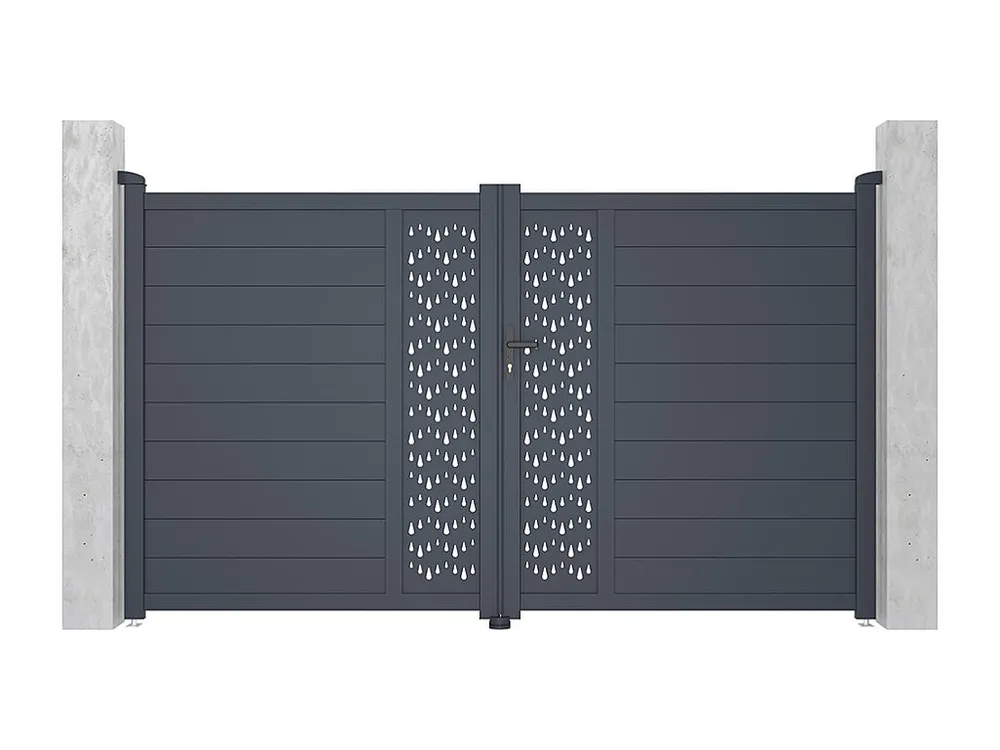 Elektrische draaipoort van aluminium met motieven - L.305 x H.181 cm - Antraciet - Koop nu