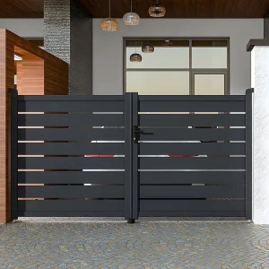 Gemotoriseerde antraciete poort van aluminium - L300xH158cm - PRIMO + Motor RIVE -Koop nu schappelijk