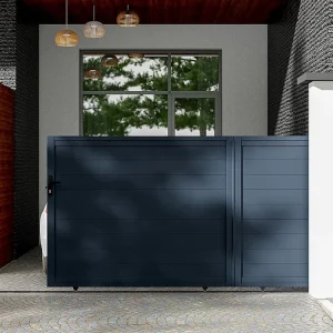 Schuifpoort van antraciet opengewerkt aluminium NAZARIO - L416 x 165 cm - Koop nu online