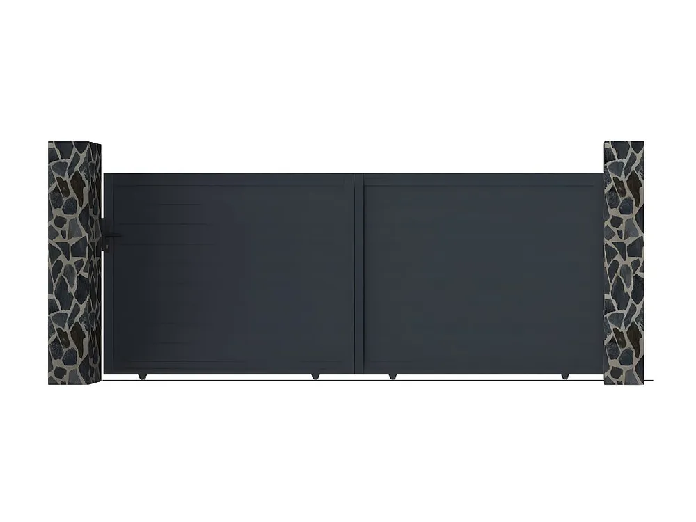 Schuifpoort van antraciet opengewerkt aluminium NAZARIO - L416 x 165 cm - Koop nu online