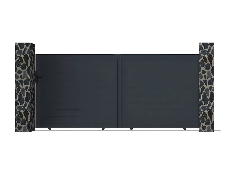 Schuifpoort van antraciet opengewerkt aluminium NAZARIO - L374 x 165 cm - Koop nu online
