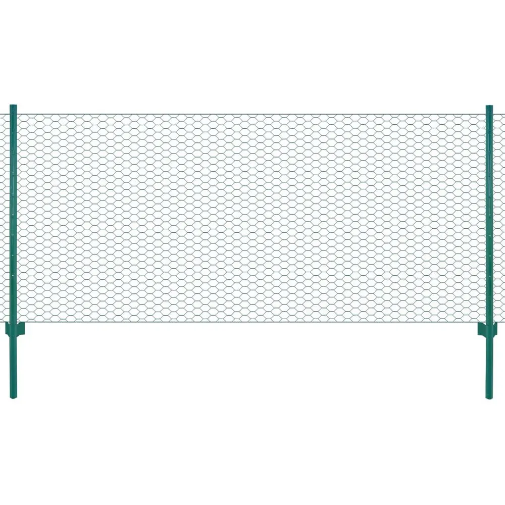 Draadgaashek met palen 25x0,75 m staal groen