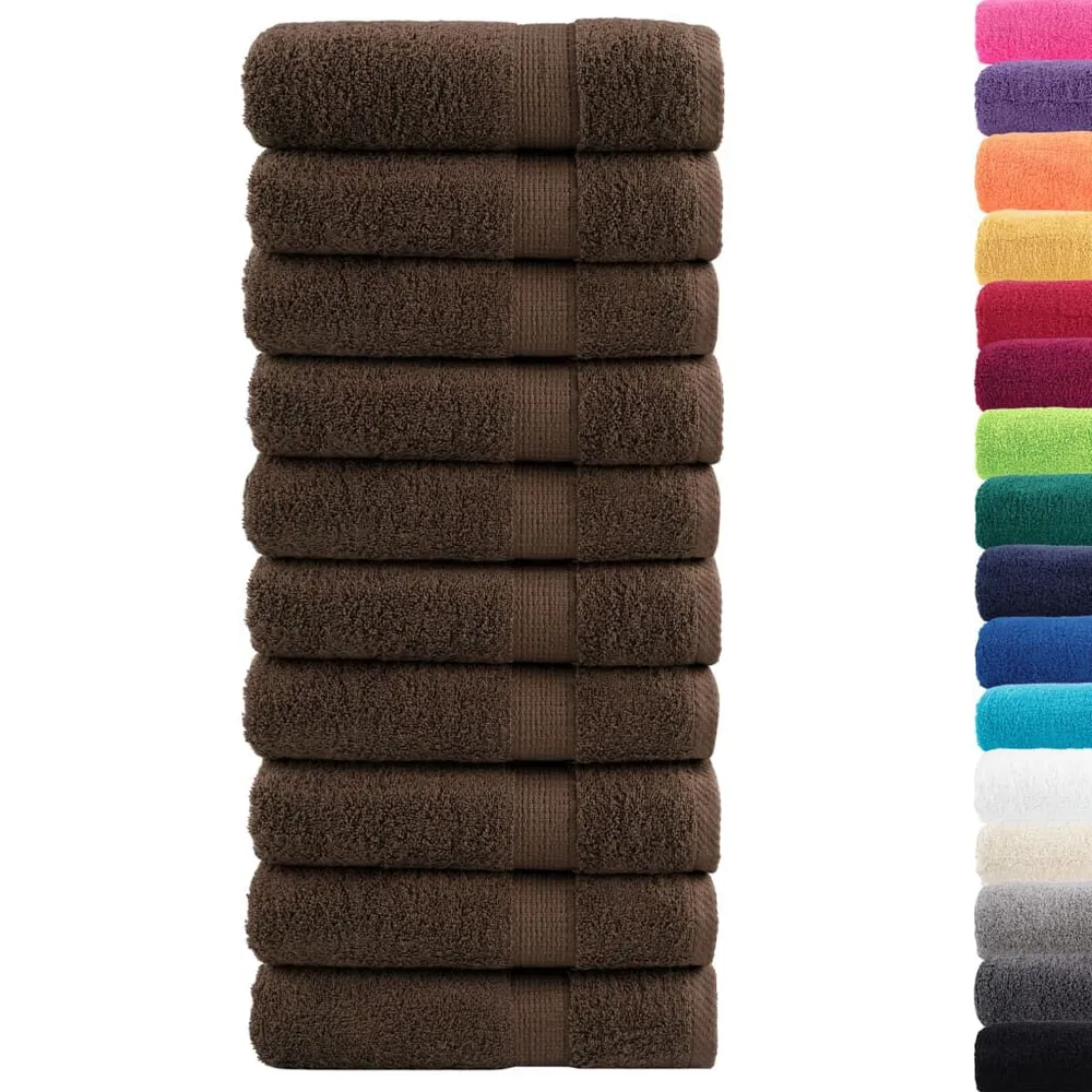 Handdoeken SOLUND 10 st 600 g/m² 50x100 cm bruin