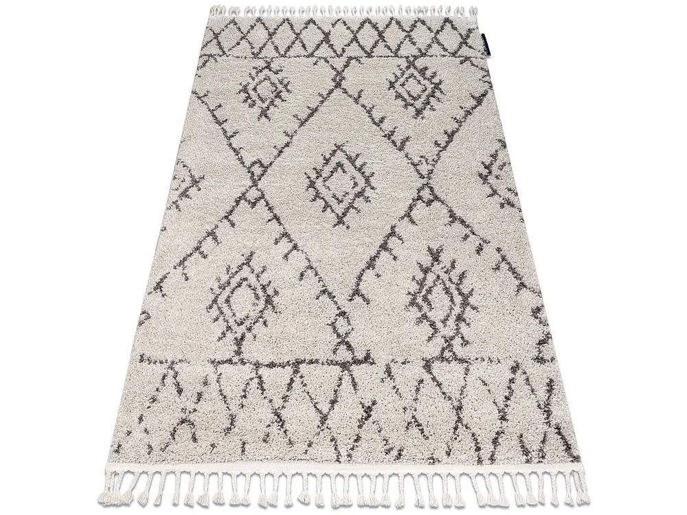 Tapijt BERBER FEZ G0535 crème / bruinrand , Barber , marokkaanse sha 140x190 cm
