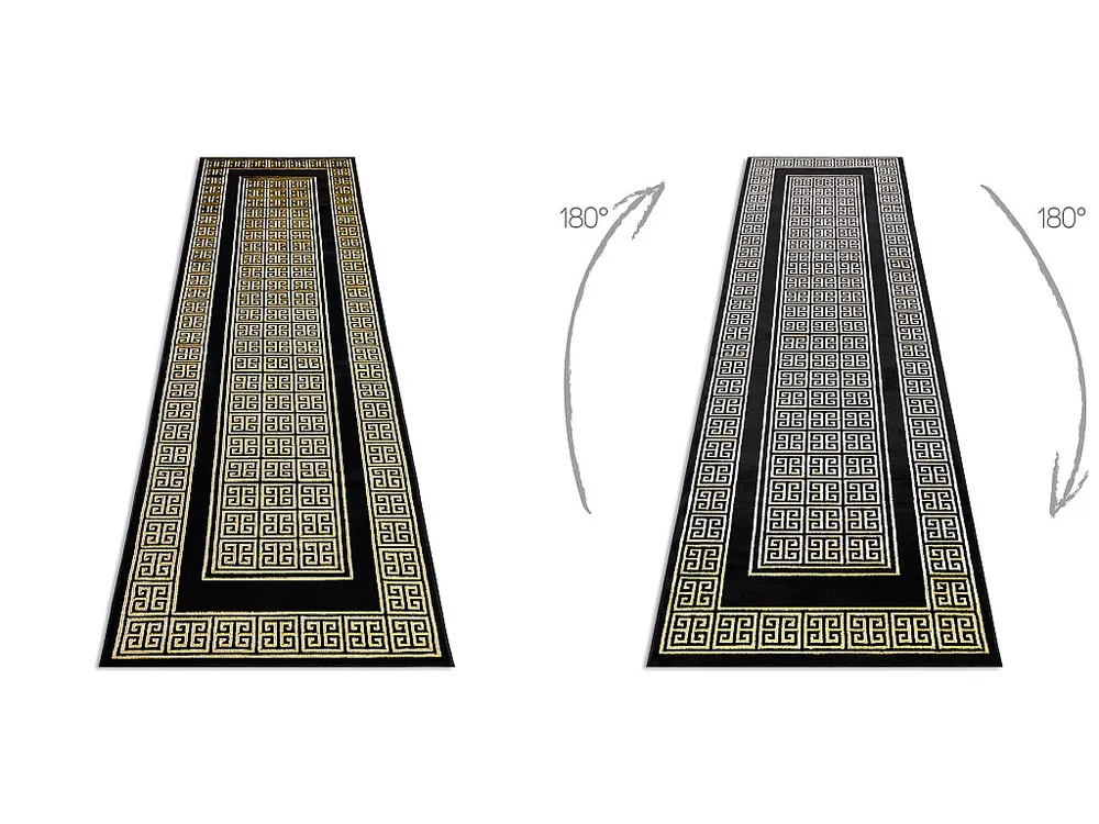 Tapijt, Chodnik GLOSS strak 6776 86 stylowy, frame, grecki zwart / go 60x300 cm