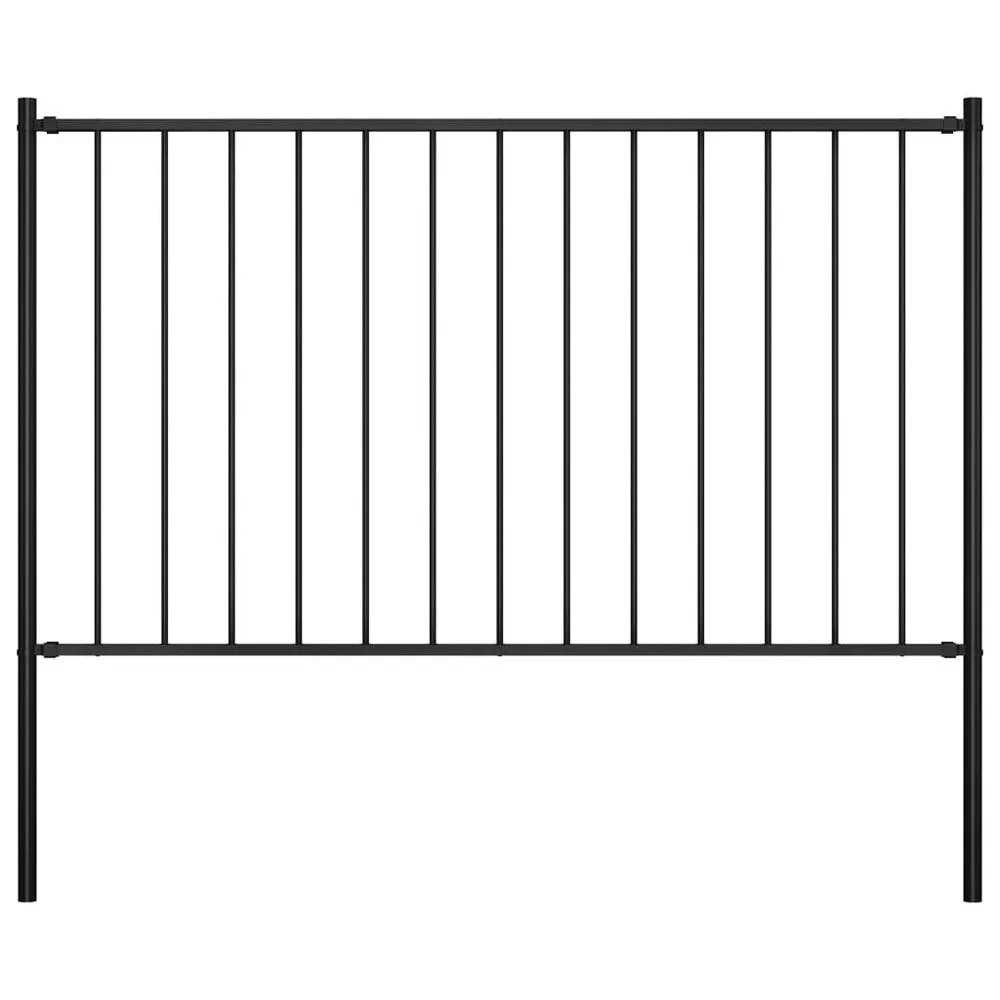 Hekpaneel met palen 1,7x1 m gepoedercoat staal zwart